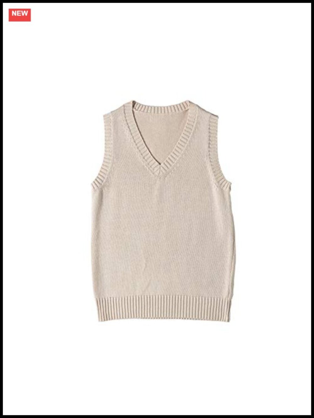Jinghuiyue Womens V Neck Sleeveless Knit Sweater Vest Cotton Ribbed Pullover